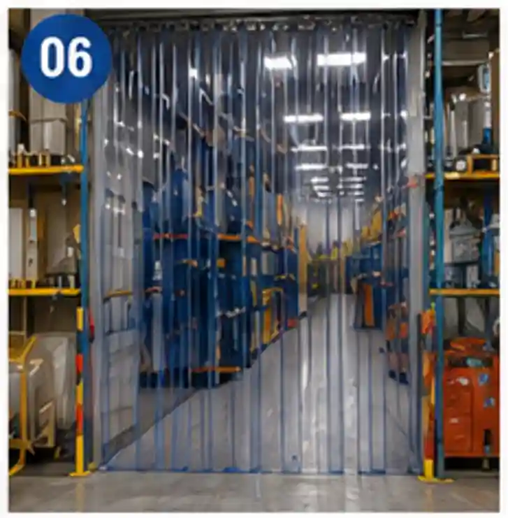 Transparent PVC strip curtains maintain visibility and access