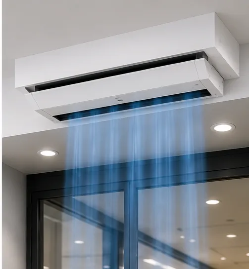 Sleek air curtain design for retail entrances